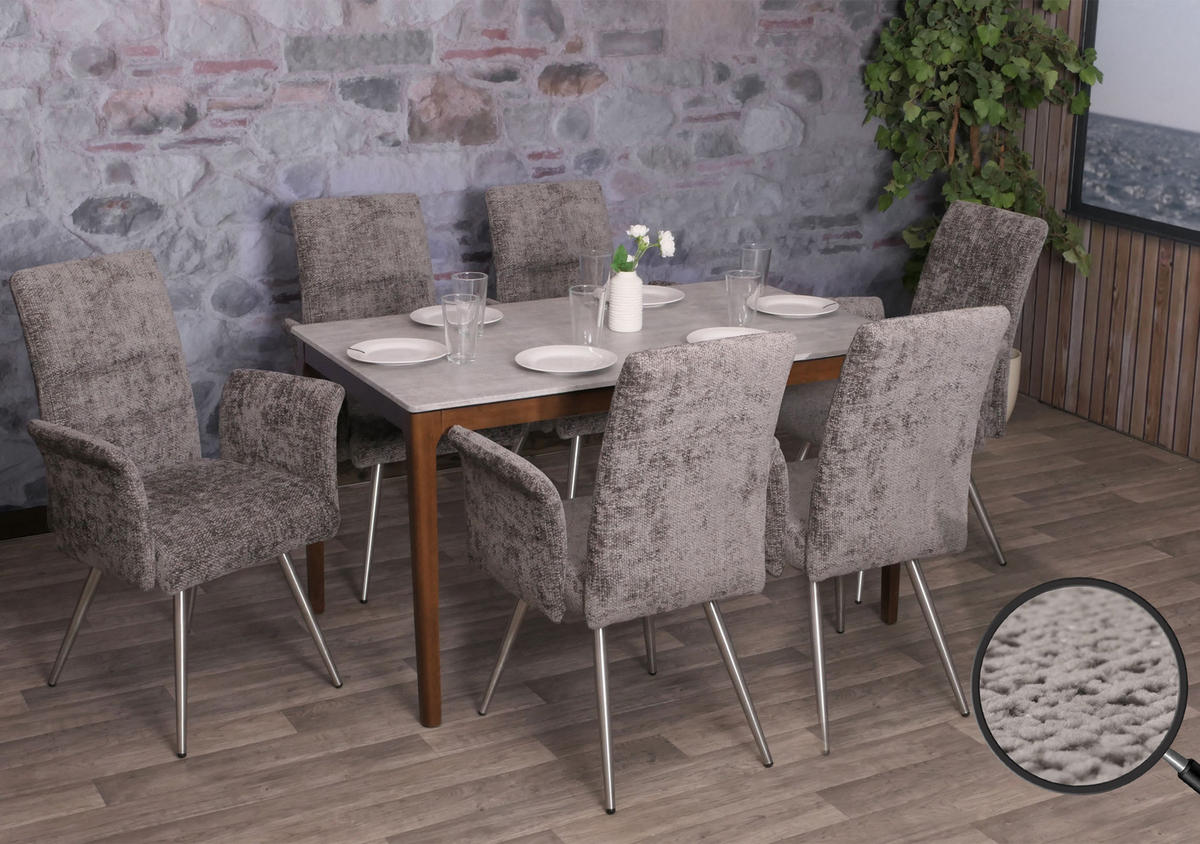 JEDÁLENSKÁ stolička, sivá, sada 2 ks - sivá, textil (64/98/58cm) - MCW