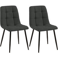 STUHL 2er Set Stoff Dunkelgrau - Dunkelgrau/Schwarz, Textil/Metall (45/84/55cm) - CLP