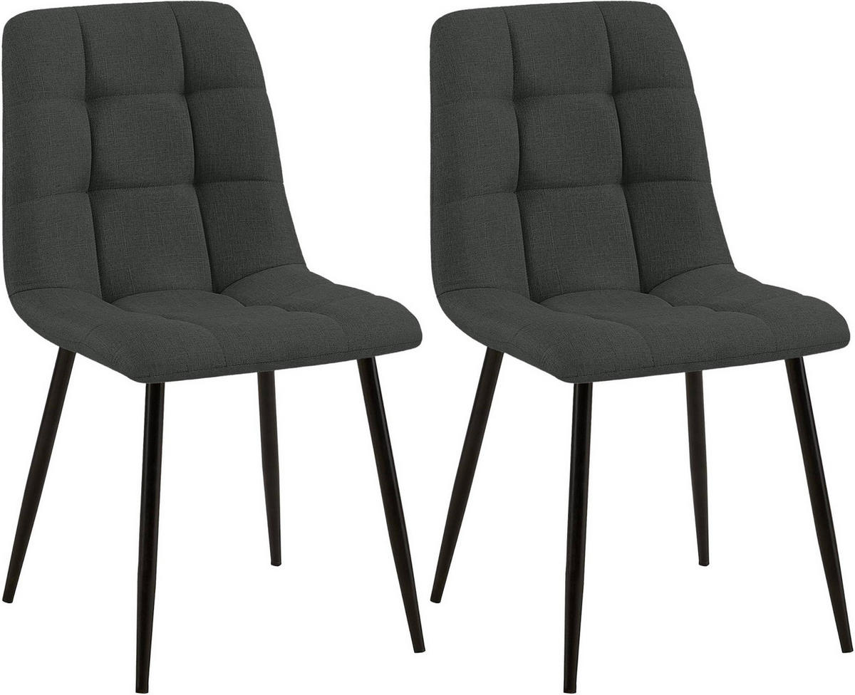 STUHL 2er Set Stoff Dunkelgrau - Dunkelgrau/Schwarz, Textil/Metall (45/84/55cm) - CLP