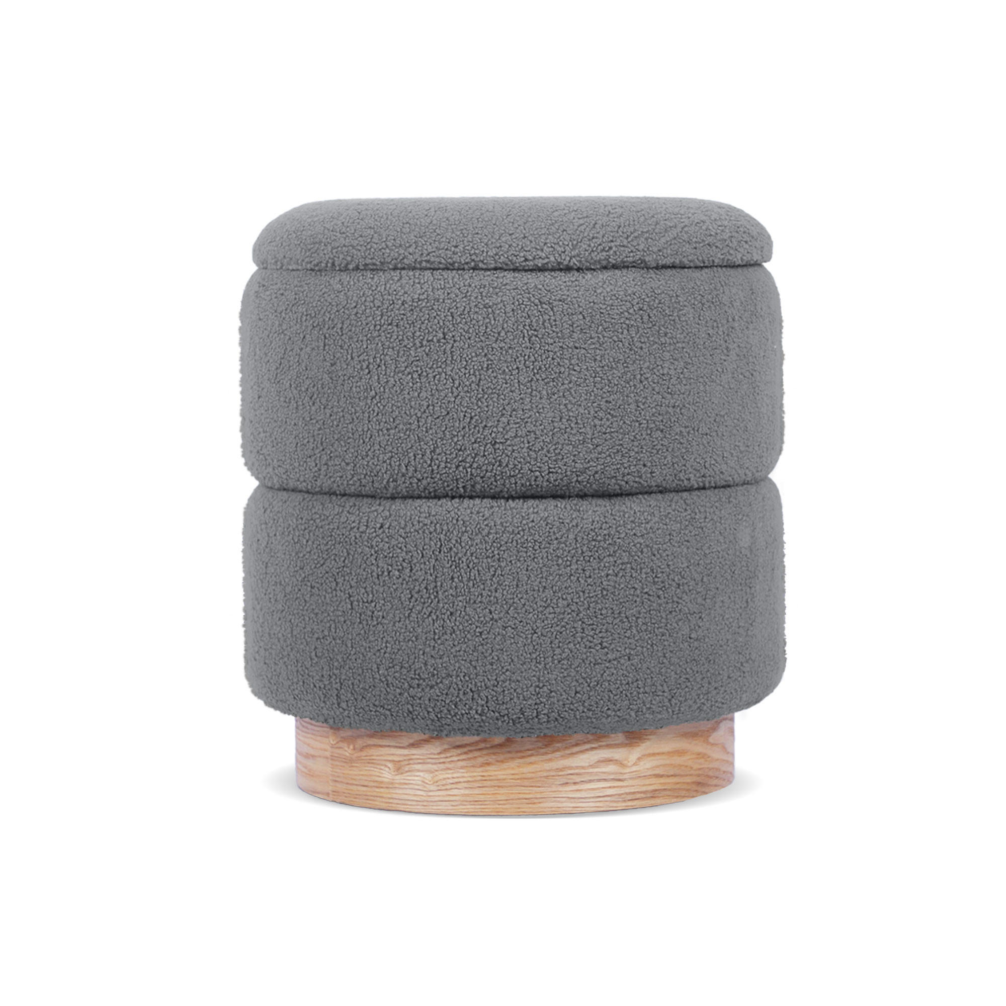 TRUHENHOCKER Roméo aus grauem Frotteestoff - Grau, Holzwerkstoff/Textil (37/42/37cm) - Sicaan