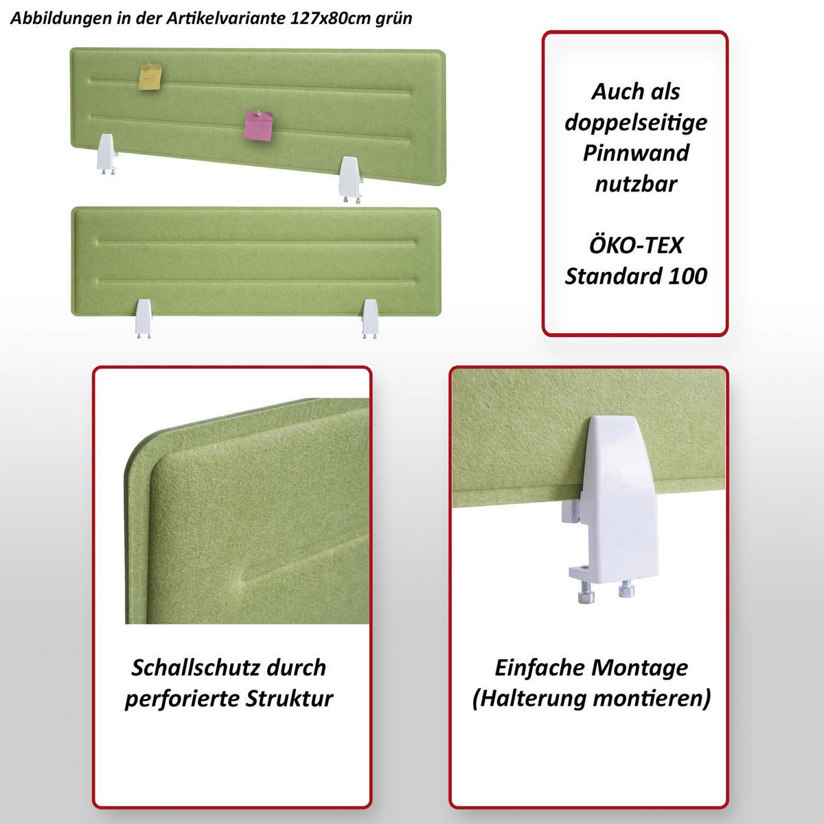 TISCHTRENNWAND Grau - Grau, Textil (100/30/1cm) - MCW