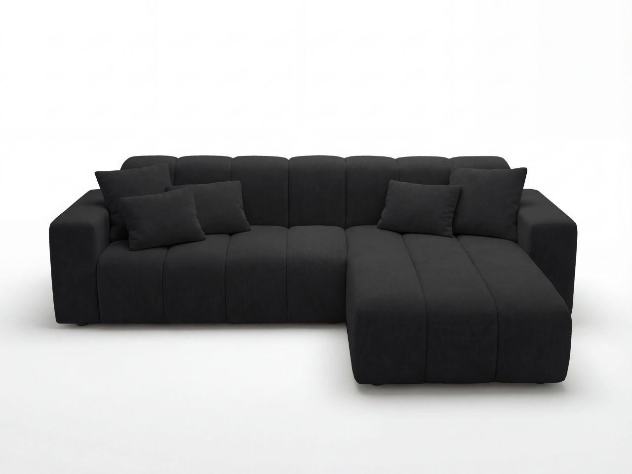 ECKSOFA Nork Schwarz Rechts - Schwarz, Holz/Textil (265/180cm) - Graingold