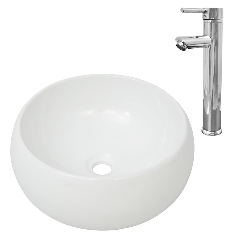 WASCHBECKEN mit Waschtischarmatur Lavallee 40/40/16 cm - Weiß, Keramik (40/16/40cm) - Nettlife