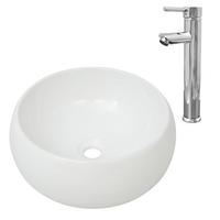 WASCHBECKEN mit Waschtischarmatur Lavallee 40/40/16 cm - Weiß, Keramik (40/16/40cm) - Nettlife