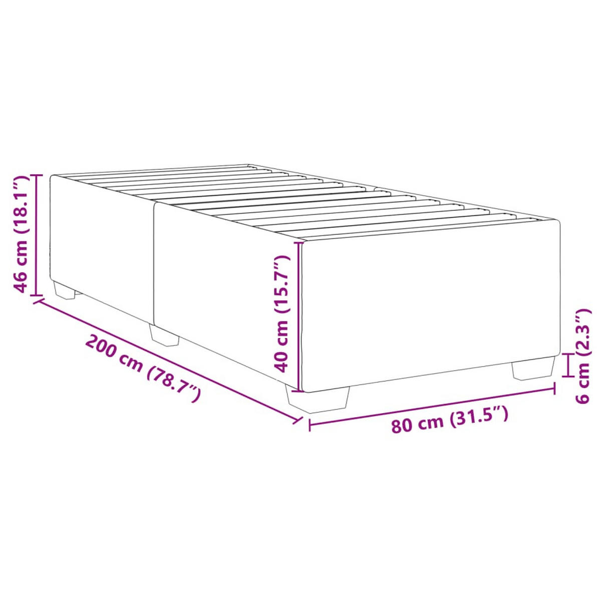 BETTGESTELL Ohne Matratze Hellgrau 80/200 Cm Stoff - Grau, Holzwerkstoff (80/200cm) - vidaXL