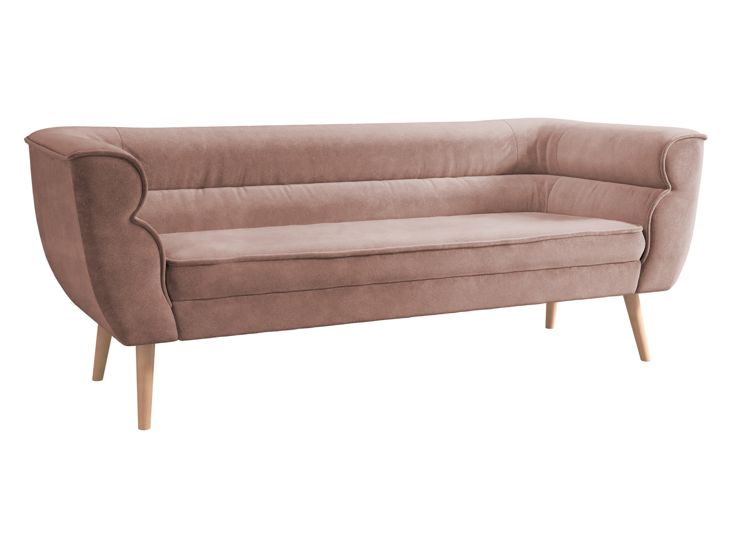 SOFA Bal 3 - Naturfarben/Rosa, Holz/Textil (182/75/74cm) - MIRJAN24