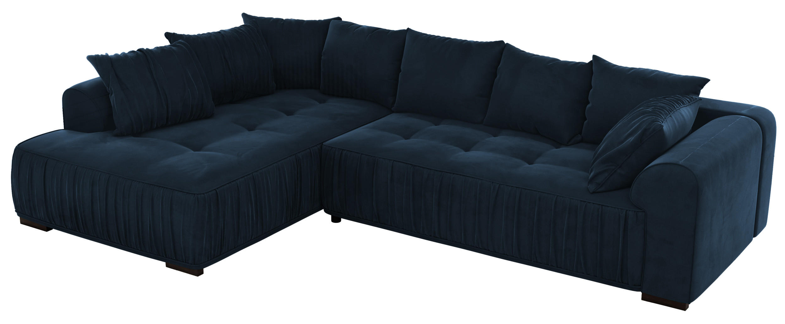 ECKSOFA ORTA Dunkelblau Velvet - Links - Blau/Schwarz, Textil (325/200cm) - MKS