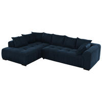 ECKSOFA ORTA Dunkelblau Velvet - Links - Blau/Schwarz, Textil (325/200cm) - MKS