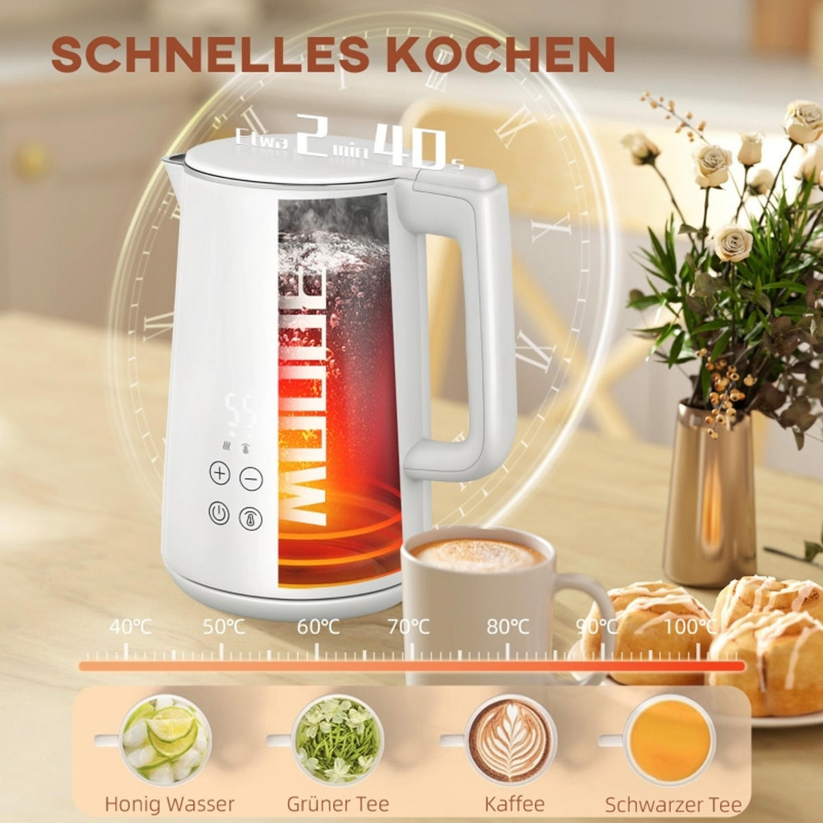 WASSERKOCHER-TOASTER Toaster Set 2200W 1,5L Weiß 21,5/15,5/25,1 cm - Weiß, Kunststoff (15.5/25.1/21.5cm) - Rolipo