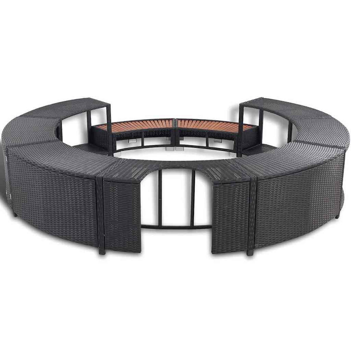 WHIRLPOOL-UMRANDUNG Schwarz Poly-Rattan - Schwarz, Kunststoff (283/283cm) - vidaXL