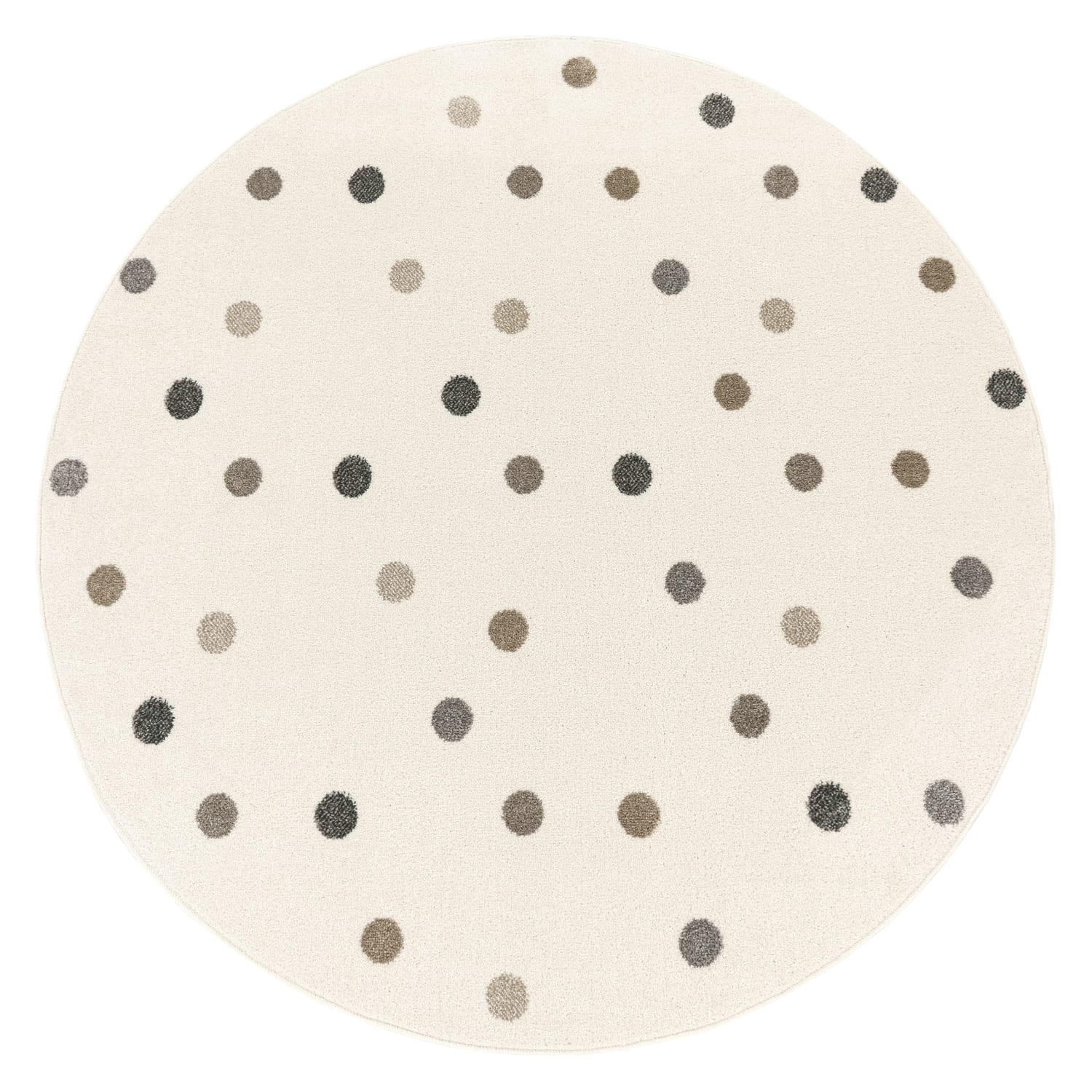 KINDERTEPPICH Punkte Kinderzimmer schmutzabweisend Beige Rund 200D - Beige, Textil (200/200cm) - KADIMA DESIGN