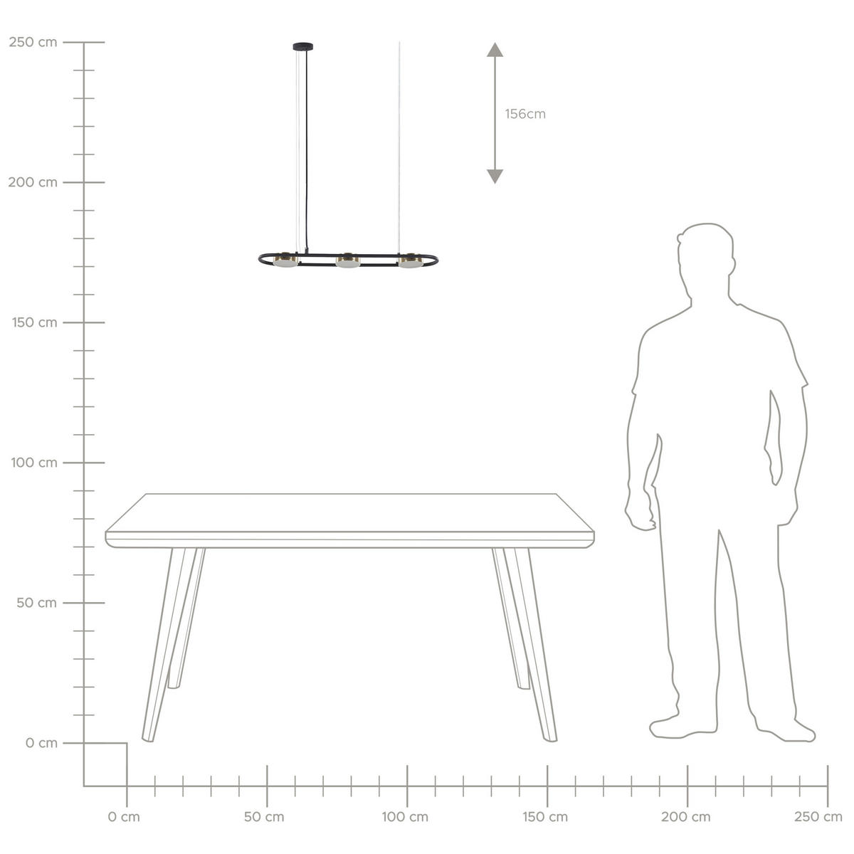 HÄNGELEUCHTE Mali 13/65/159 cm - Schwarz, Metall (13/65/159cm) - Beliani