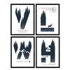 POSTER Set mit 4 Buchstaben NaturDesign Buchstaben H, V, L, W A3 Rahmenlos - Klar, Papier (29.7/3cm) - Nacnic