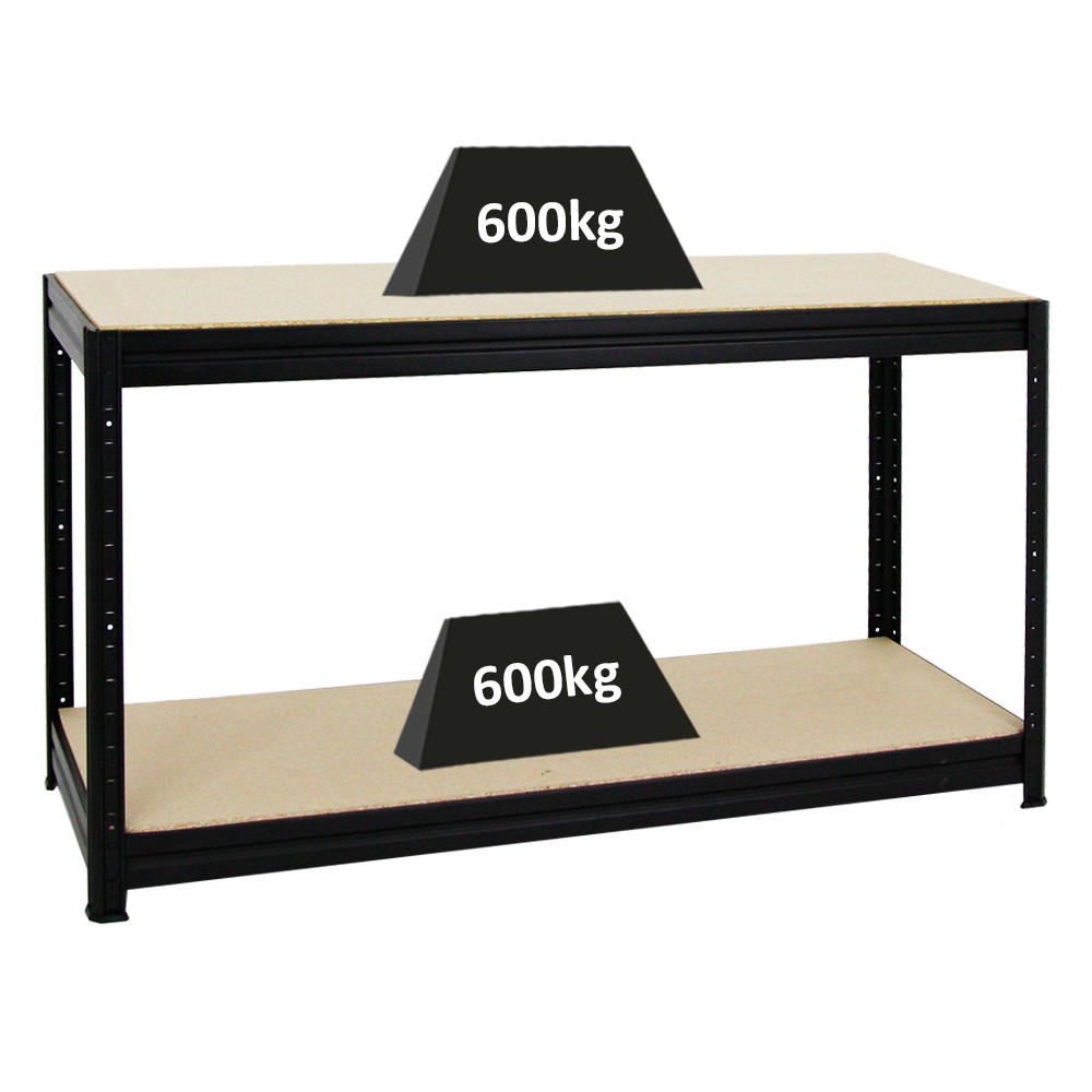 WERKBANK Dino höhenverstellbar 90x160x60 cm Traglast 600 kg Schwarz - Schwarz, Metall (160/87/60cm) - PROREGAL