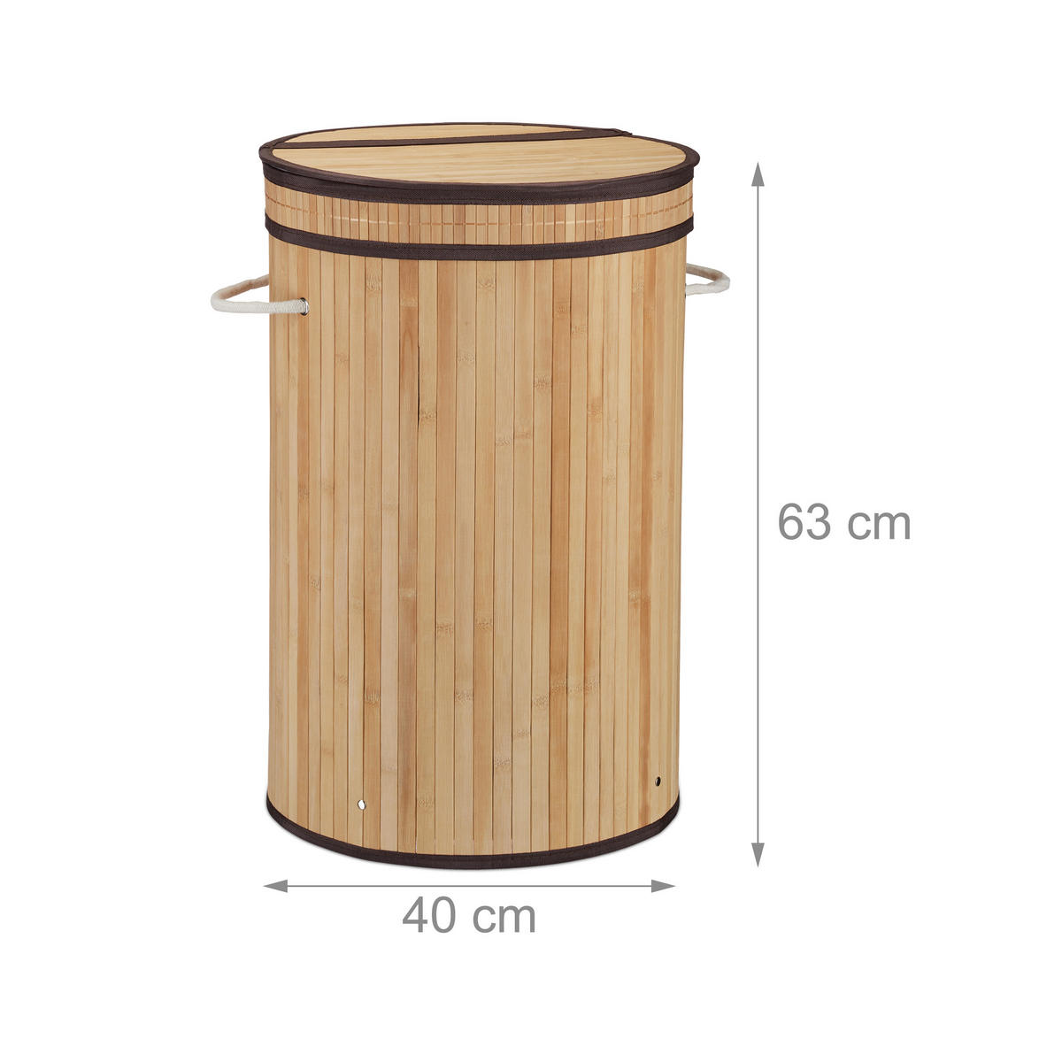 WÄSCHEKORB - Hellbraun, Holz/Textil (40/63/40cm) - Relaxdays