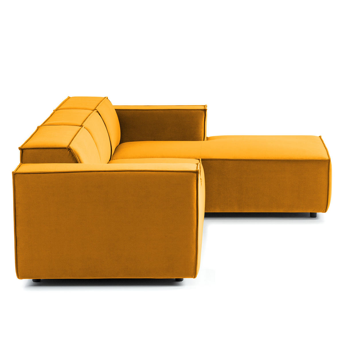 ECKSOFA mit Longchair - Gelb/Schwarz, Kunststoff/Textil (260/177cm) - home24