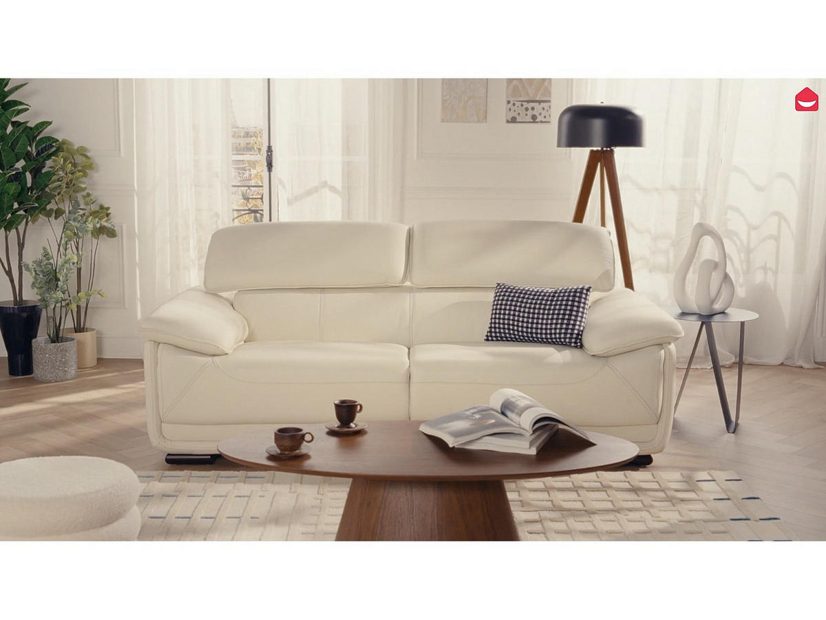 LEDERSOFA 3-Sitzer - Schwarz - MACELO - Schwarz, Leder (204/75/97cm) - Vente-Unique