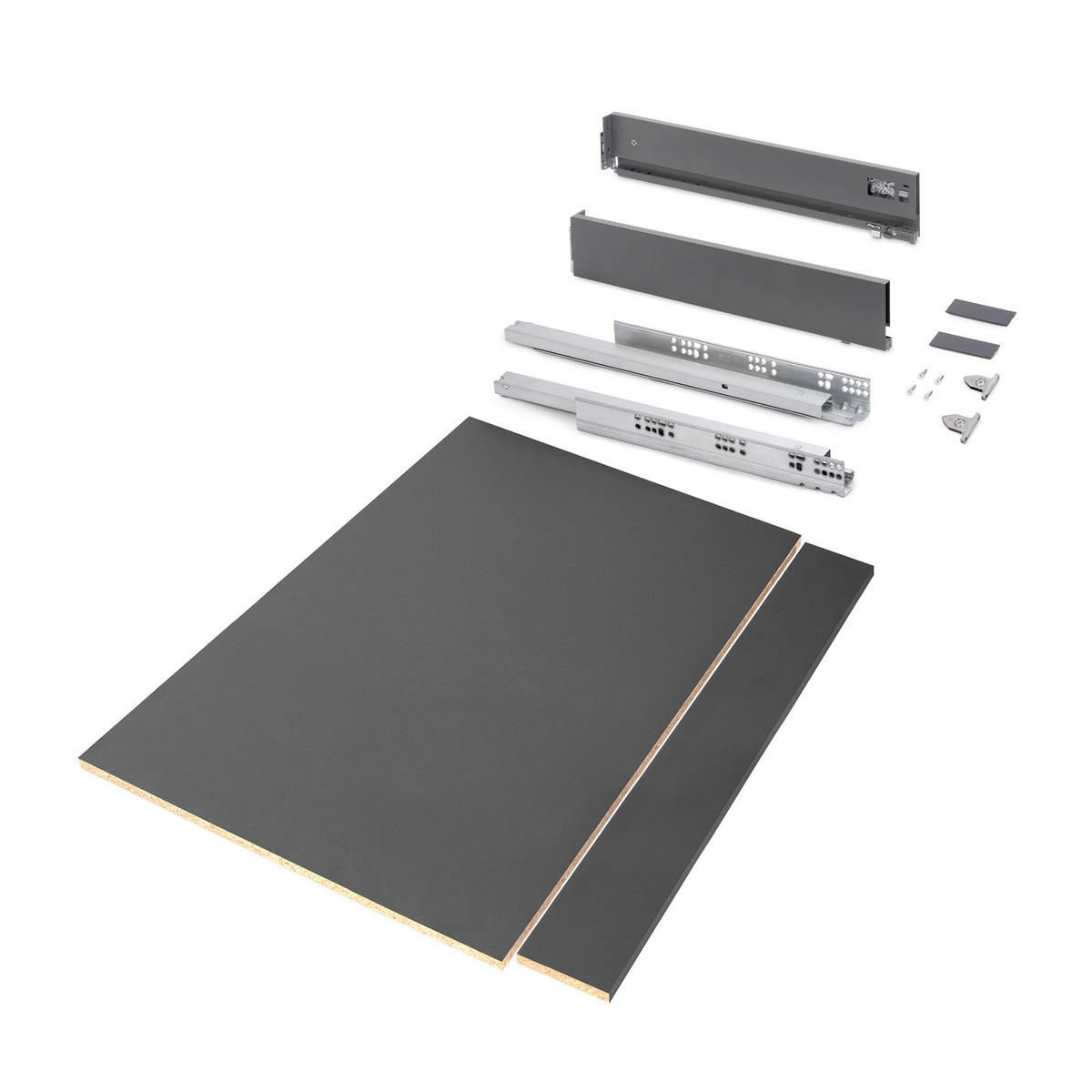 SCHUBLADEGARNITUR Vertex für Küche oder Badezimmer, 93 mm hoch, mit Einlegeböden, Modul 900 mm, Anthrazitgrau - Anthrazit, Metall (88.5/8/53cm) - EMUCA