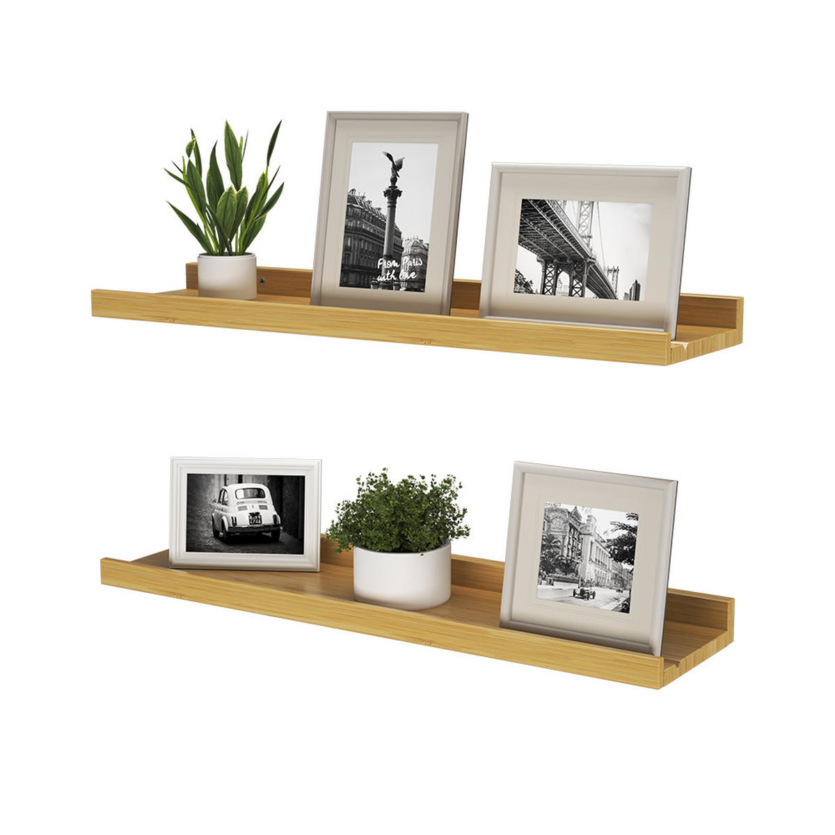 WANDREGAL Linus Naturholz 60 x 4 cm 2er Set - Eichefarben, Holzwerkstoff (60/4/15cm) - Vicco