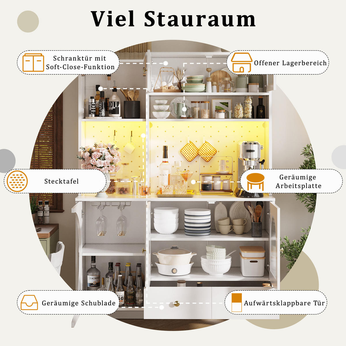 BUFFETSCHRANK Smart Weiß 120/40/176 cm - Weiß, Holz (120/176/40cm) - PANGIVO