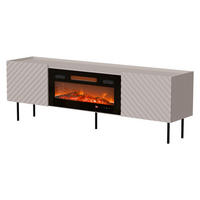 TV-LOWBOARD Lucca 180 2D mit Elektrische Kamin - Kaschmir/Schwarz, Holz/Holzwerkstoff (181/59/40cm) - MIRJAN24