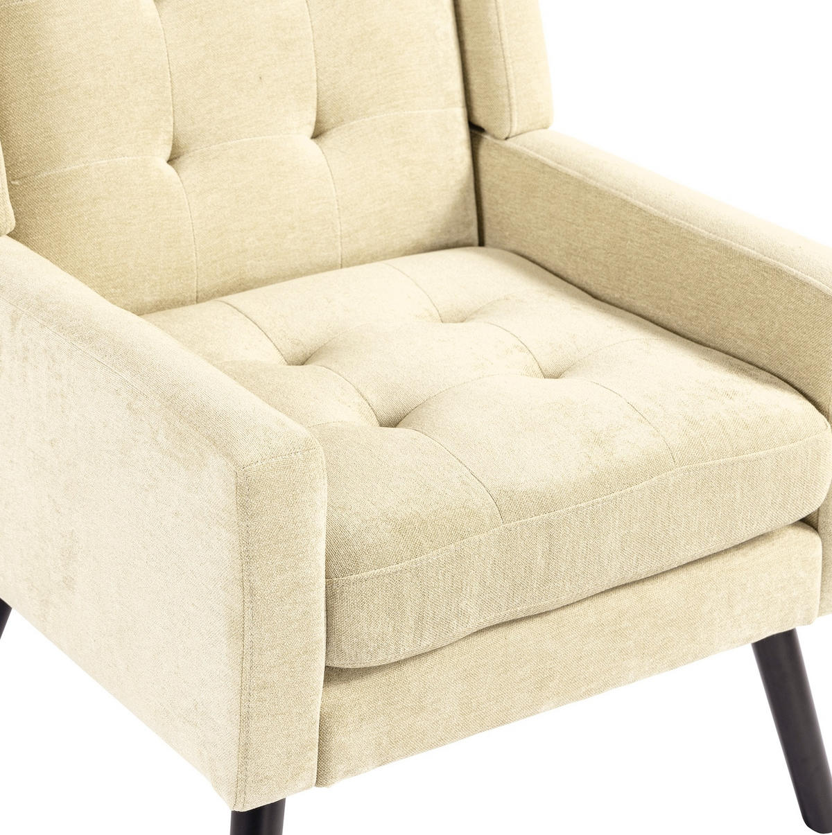 SESSEL Beige mit Tufting und Massivholzbeinen, kompakt und bequem,76/68/88 cm - Beige, Textil (76/88/68cm) - Flora Grace