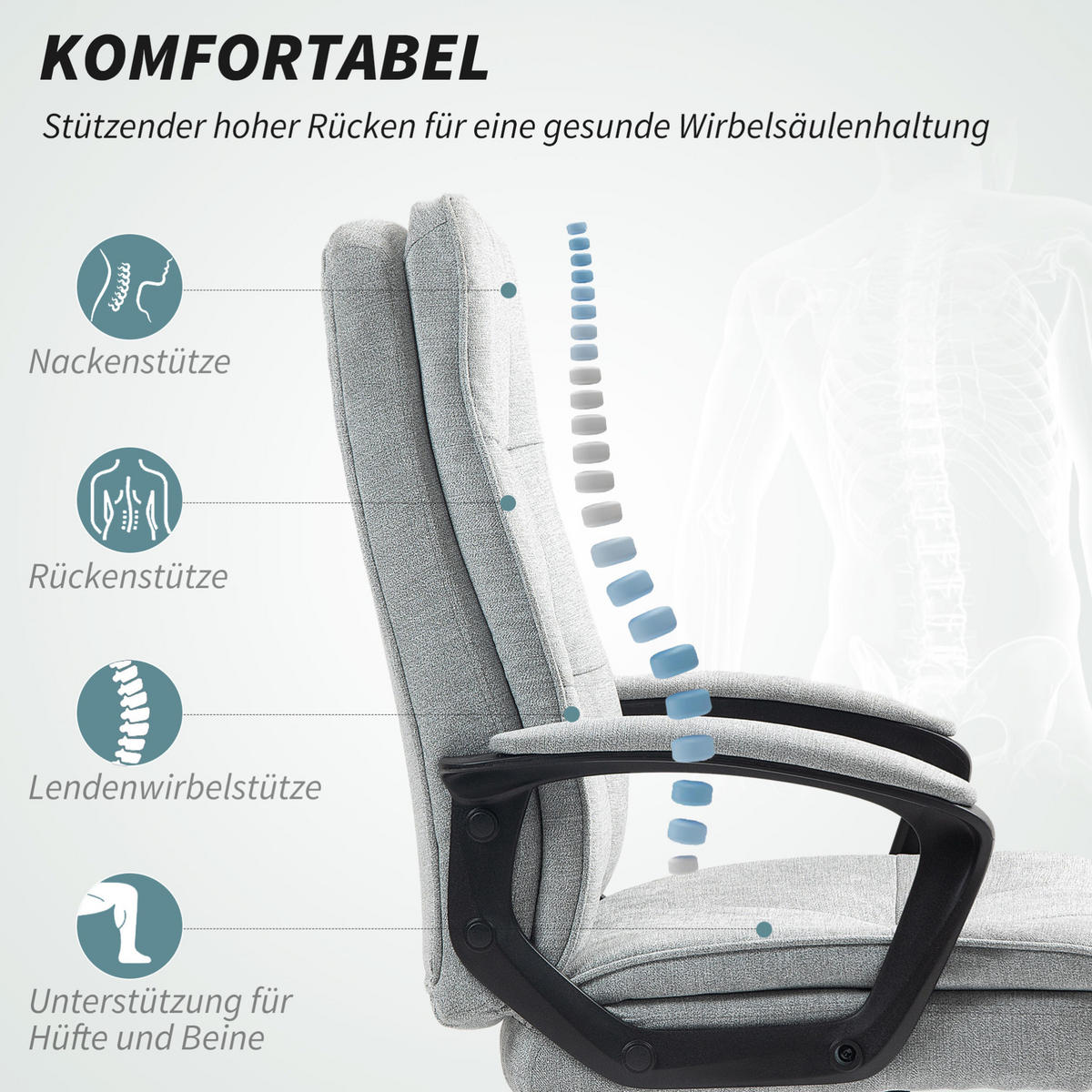DREHSTUHL 70/63/102-112 cm grau aus Polyester mit Wippfunktion - Grau, Kunststoff (63/112/70cm) - OKWISH