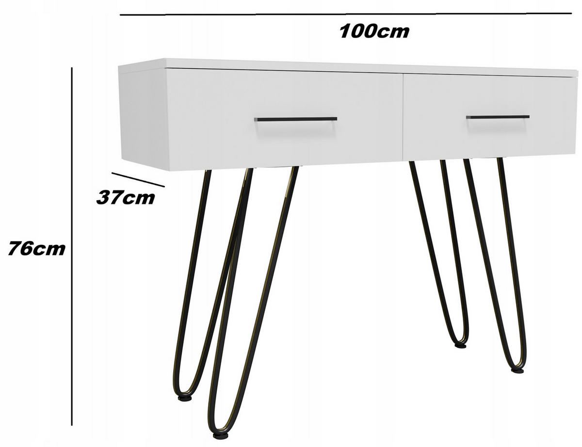 SCHMINKTISCH CR3-C1 Weiß-Schwarz 100/37/76 cm - Schwarz/Weiß, Holzwerkstoff (100/76/37cm)