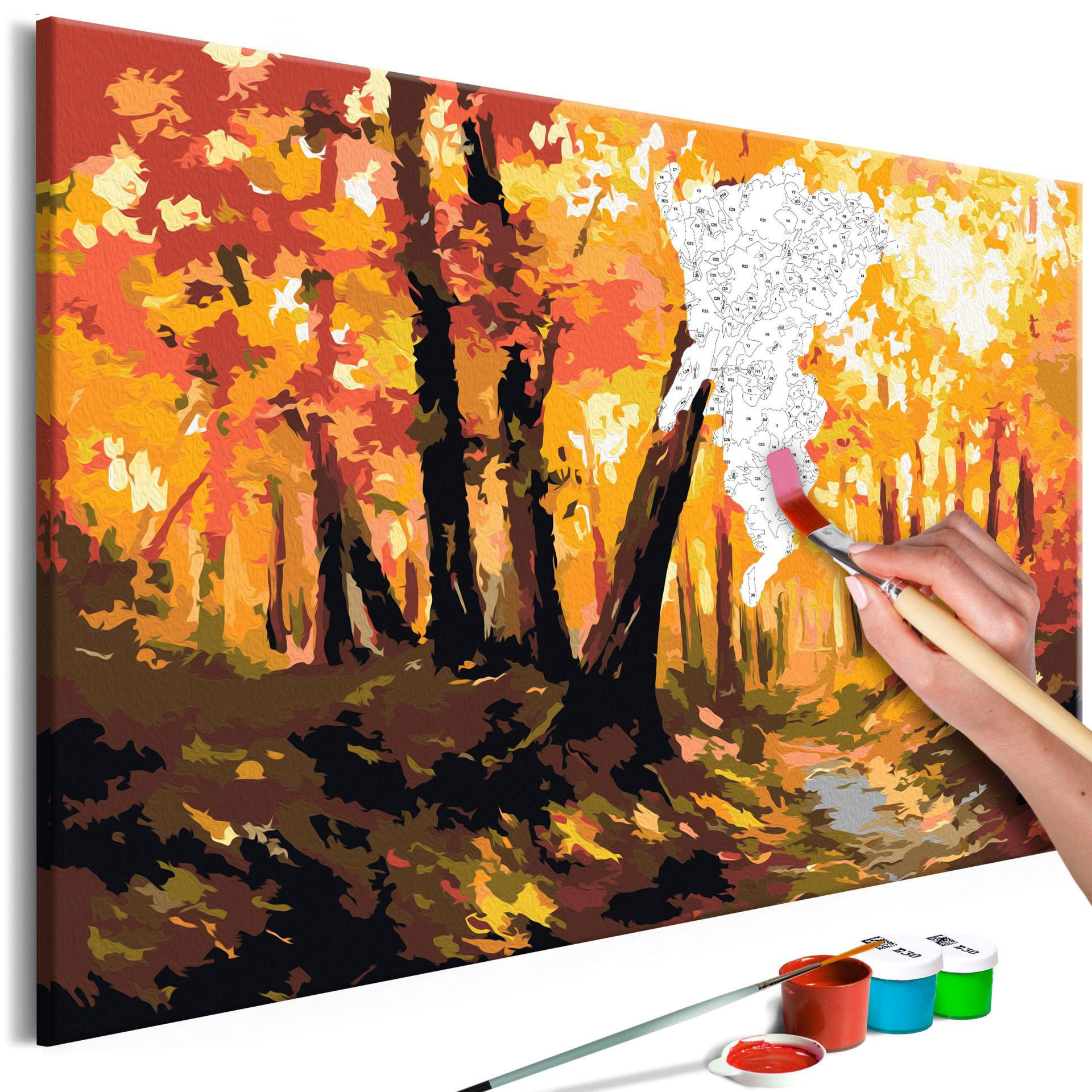 MALEN NACH ZAHLEN 50/40 cm - Braun/Orange, Textil (1.4/40cm) - KUNSTLOFT