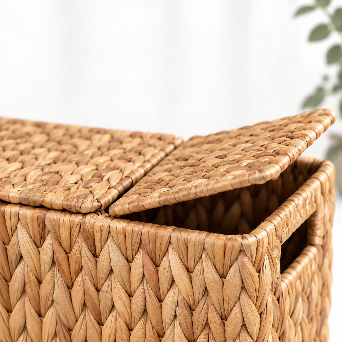 KOŠ Přírodní vodní hyacint na 6 rolí - světle hnědá, textil (16.5/40/27cm) - Relaxdays