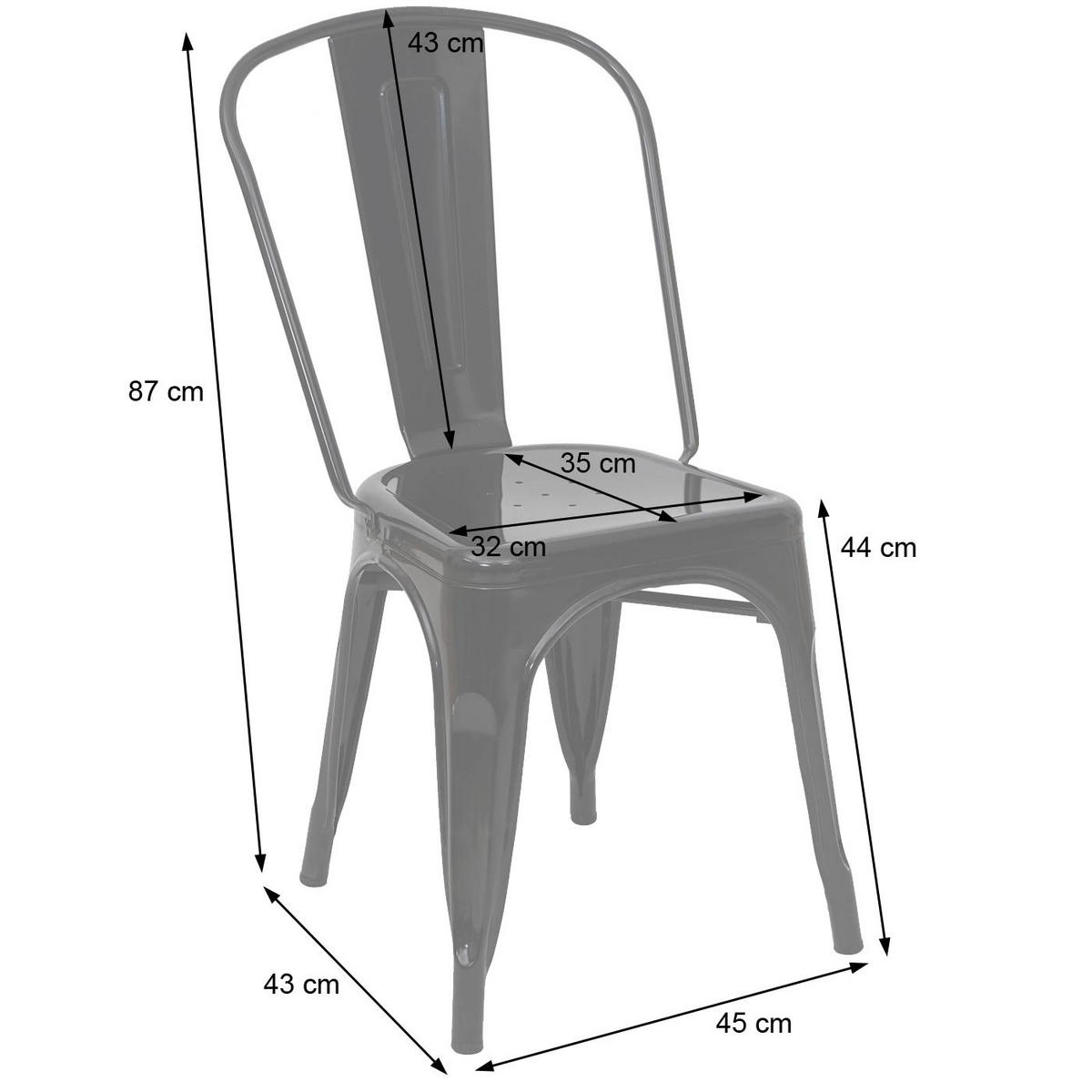STUHL METALL Rot 4er-Set - Rot, Metall (45/87/43cm) - MCW