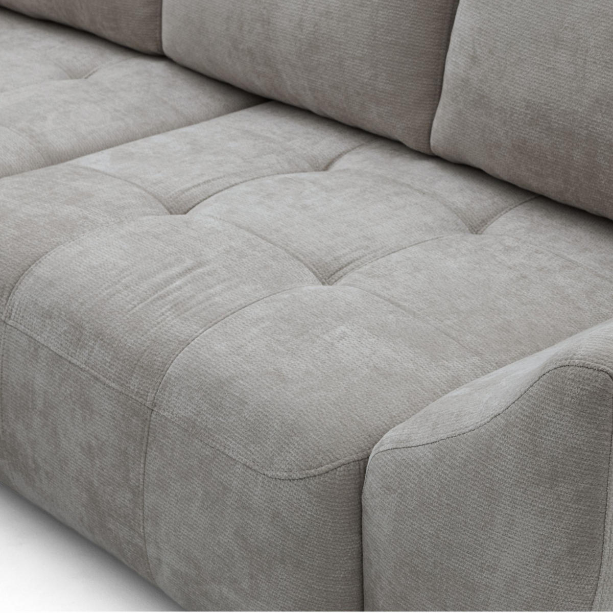 ECKSOFA NICE L Links mit Schlaffunktion 137x204 Chenille Grau - Schwarz/Grau, Holz/Textil (260/165cm) - Muffo