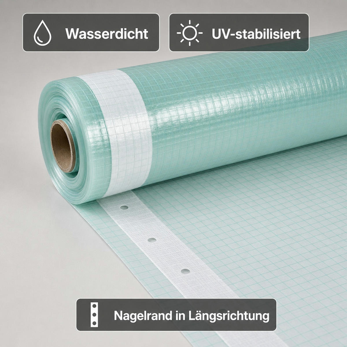 GITTERFOLIE m. Nagelrand 2 Breite x 1 Meter - Türkis, Kunststoff (200/1cm) - BONI-SHOP