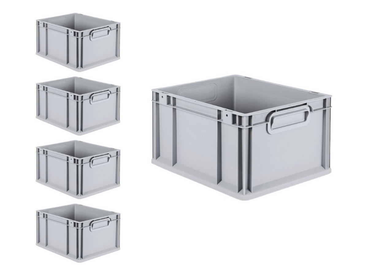 EUROBOX 5x Nextgen Economy Griffe Geschlossen 22x30x40cm 20 Liter - Grau, Kunststoff (30/22/40cm) - PROREGAL