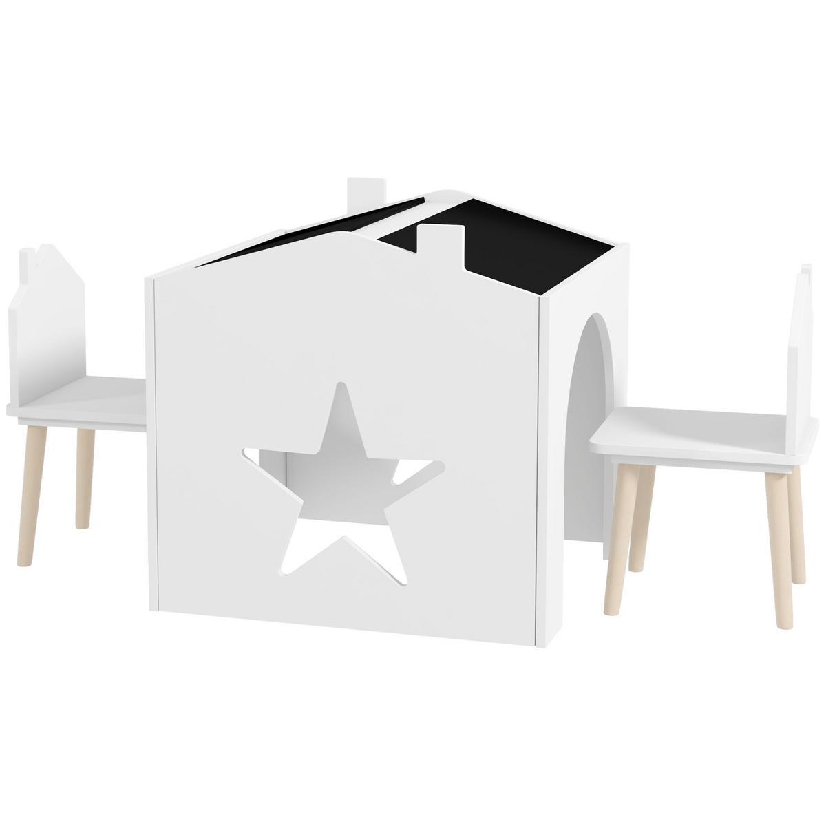 KINDERSITZGRUPPE DE-17511 3-teilig mit Tafelplatte Weiß - Weiß, Holzwerkstoff (58/59/61cm) - ComfortXL