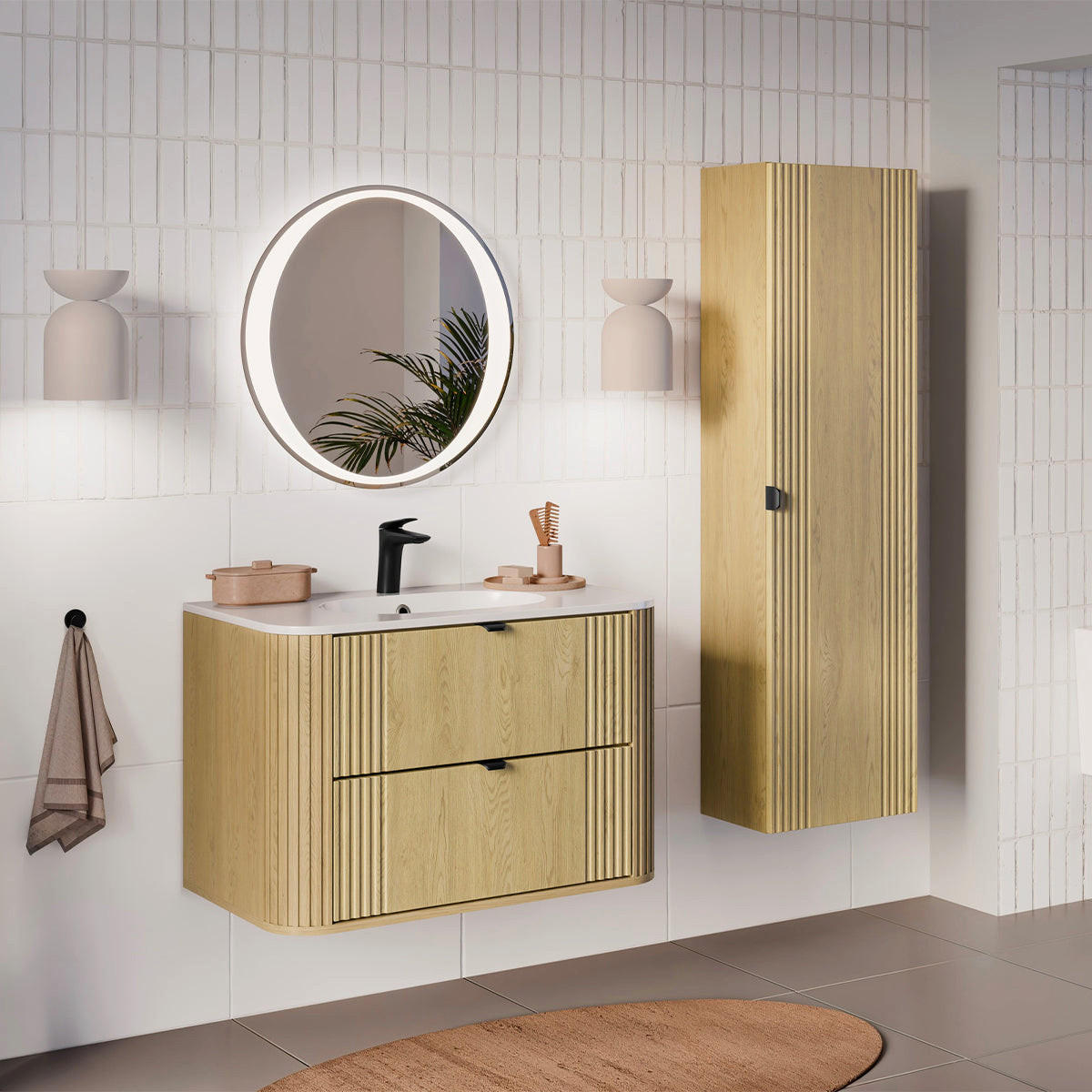 WASCHTISCH 80cm Mila Helle Eiche - Braun, Holzwerkstoff (80/52/46cm) - Petits-meubles