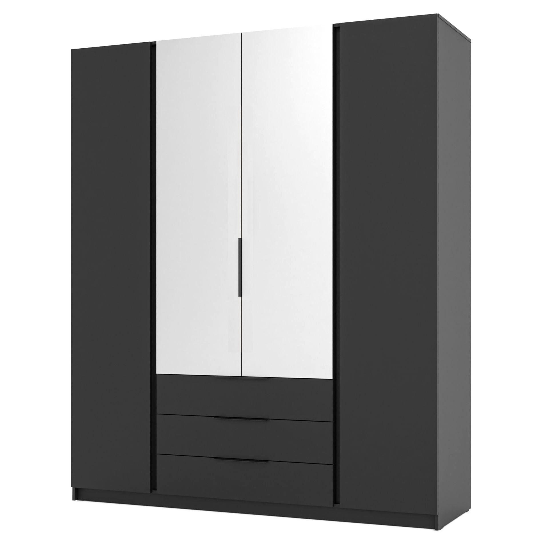 KLEIDERSCHRANK Kaja Schwarz 200 cm - Schwarz, Holzwerkstoff/Metall (200/239/61.9cm) - Selsey