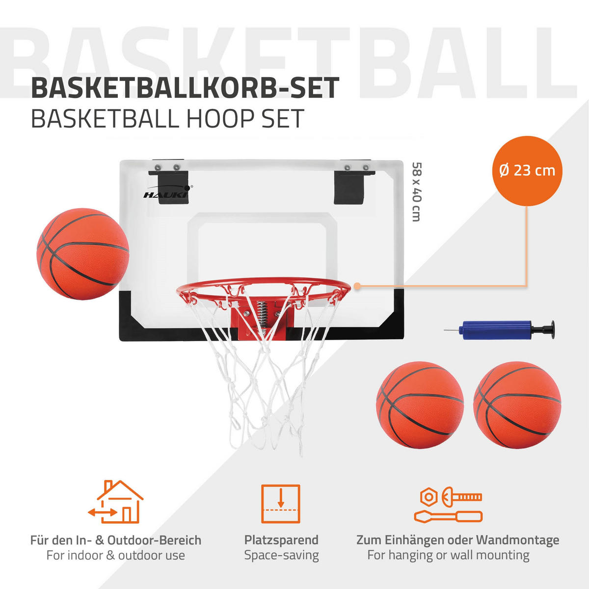 BASKETBALLKORB 58/40cm - Schwarz/Weiß, Metall (58/36cm) - Hauki