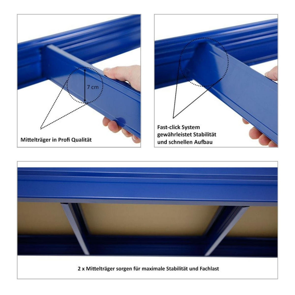 SCHWERLASTREGAL Dino 2er-Set 180x200x60cm Spanplatten-Ebenen Blau - Blau, Metall (400/180/60cm) - PROREGAL