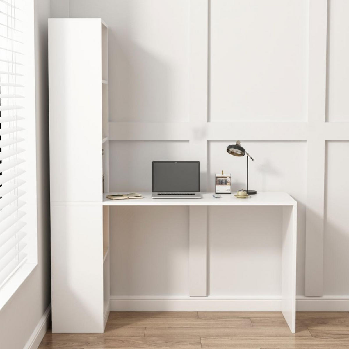 SCHREIBTISCH, weiß 125/50/181 cm - Weiß, Holzwerkstoff (129/55/13cm)