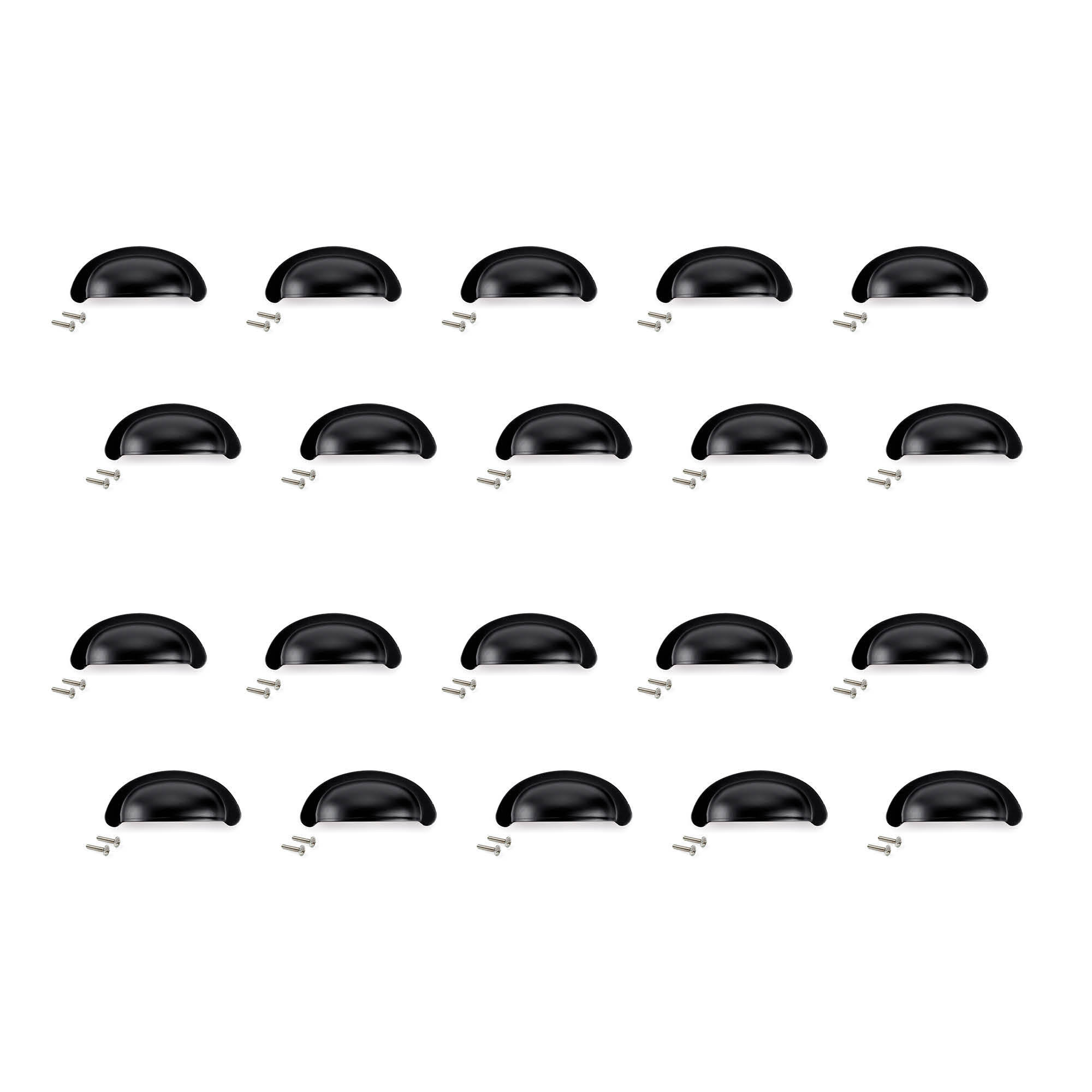 MÖBELGRIFFE Marrakesch, L77mm, 64mm Achsenabstand, Zamak, Schwarz 20er-set - Schwarz, Kunststoff (7.7/4/2.75cm) - EMUCA