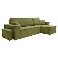ECKSOFA Mit Schlaffunktion Und Pouf, Cordstoff Poso, Olive, Rechts, Best L Mit Pouf - Olivgrün, Holz (244/145cm) - Kaiser Möbel