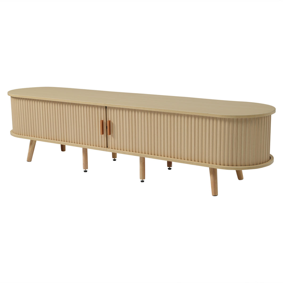 WOHNZIMMER-SET in Naturfarben mit Schubladen und Teleskoptüren für Wohnzimmer, B175/T40/H42 cm - Naturfarben, Holz/Holzwerkstoff (175/42/40cm) - STILVORA