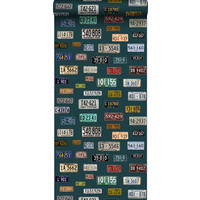 XXL-VLIESTAPETE Nummernschilder im Vintage-Look 50 x 900 cm - Grün, Papier (50/900cm) - ESTAhome