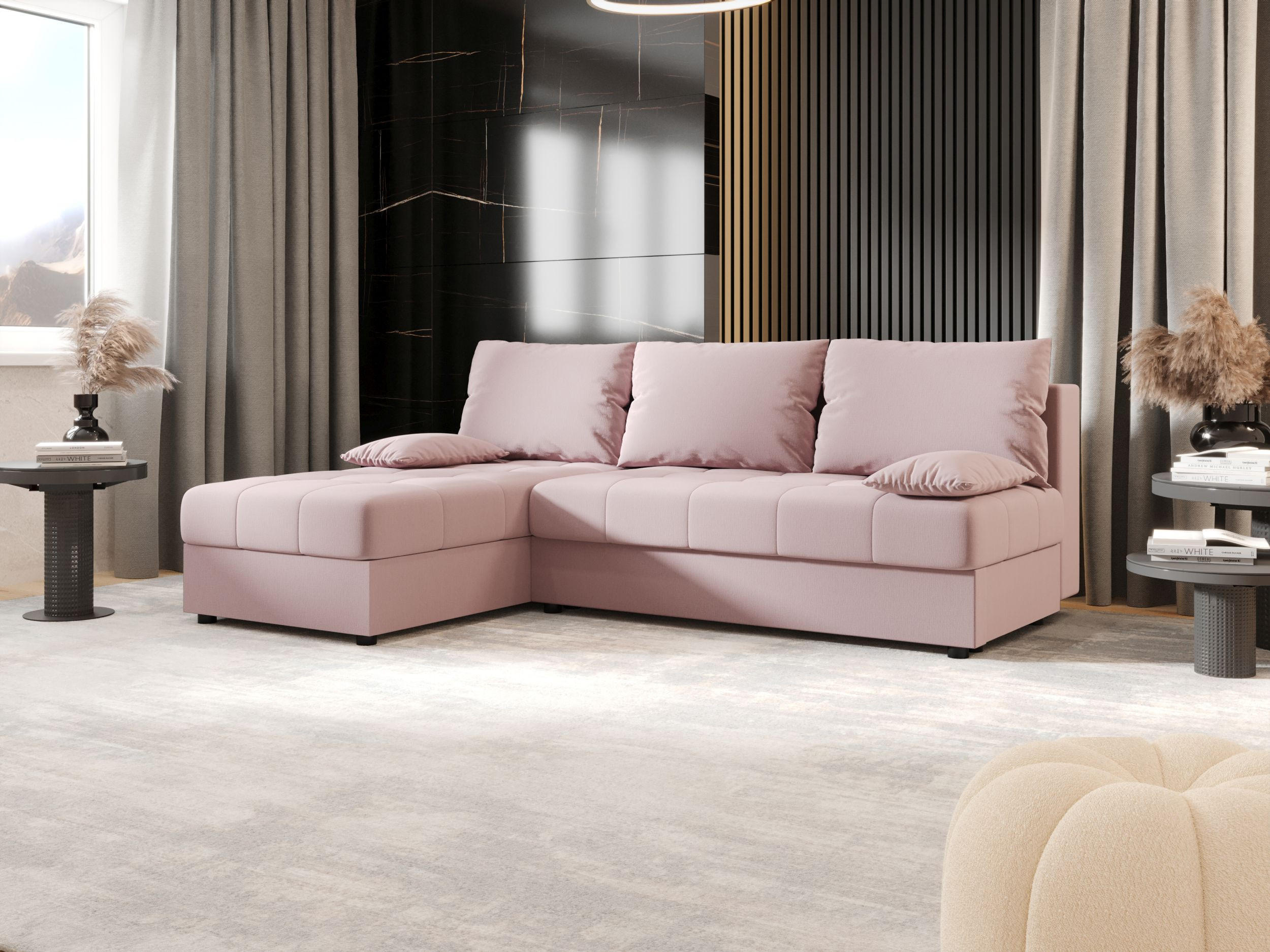 ECKSOFA MOS L Cosmic 14 Links mit Schlaffunktion - Rosa, Textil (200/143cm) - Bedante