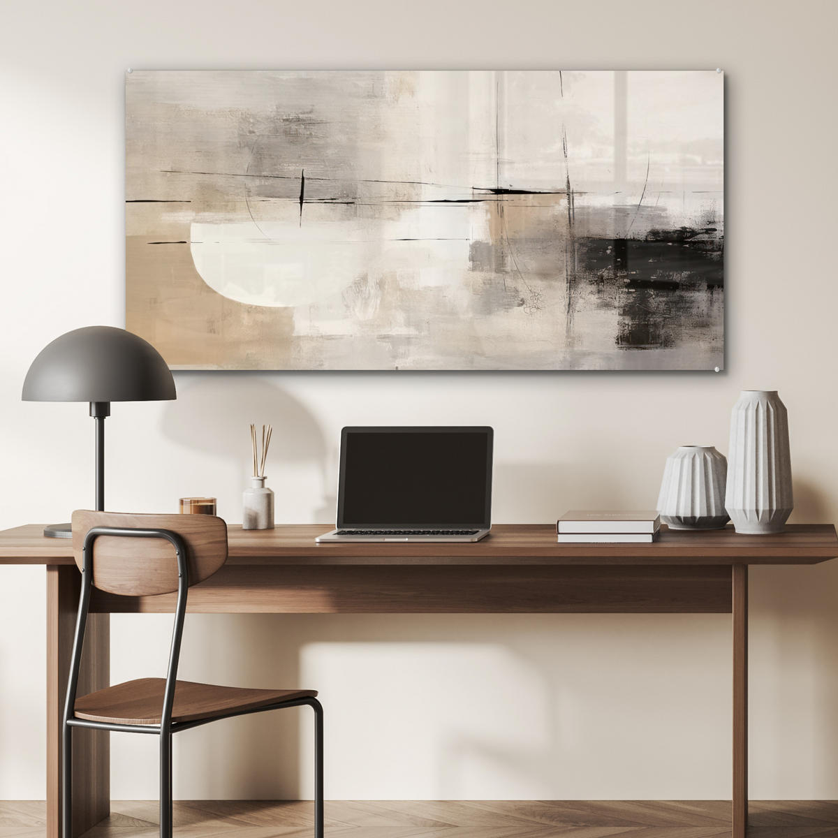 OBRAZ NA AKRYLOVOM SKLE Abstraktné - Umenie - Sivé 120x60 cm - svetlosivá, sklo (120/60cm) - MuchoWow