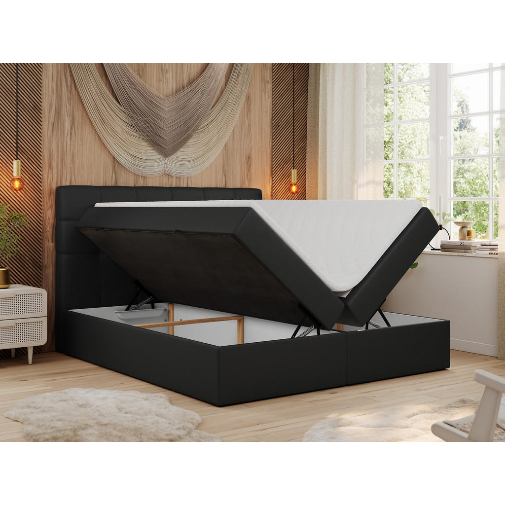 Thumbnail - MKS Boxbett, Schwarz, Textil, 2-Sitzer, H4, Rechteckig, 140x200 cm, Schlafzimmer, Betten, Boxspringbetten
