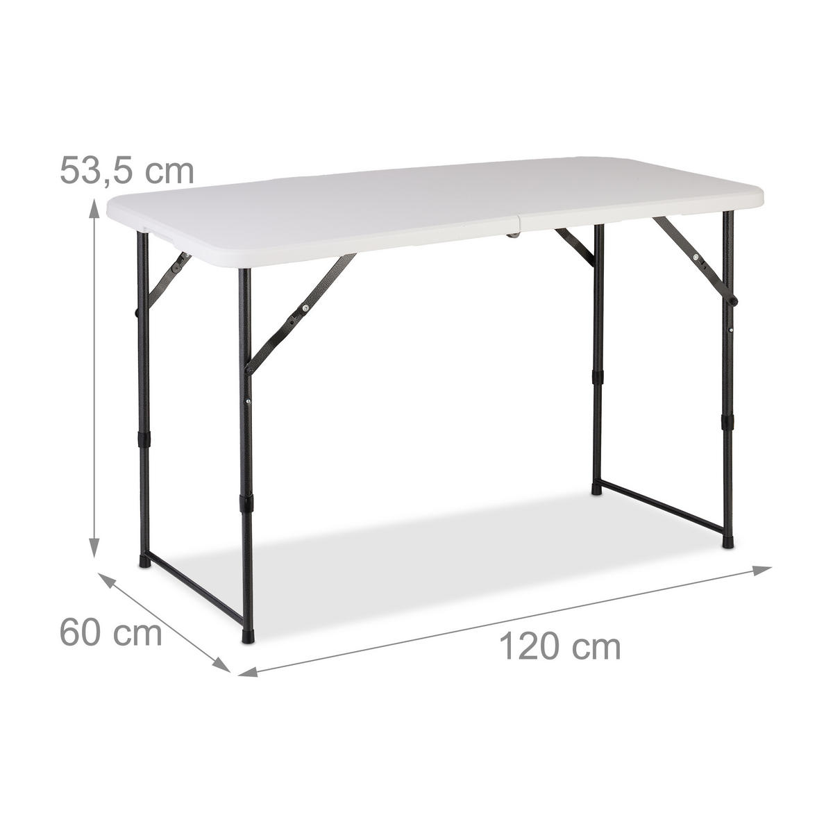 CAMPINGTISCH - Weiß, Kunststoff/Metall (60/120/53.5cm) - Relaxdays