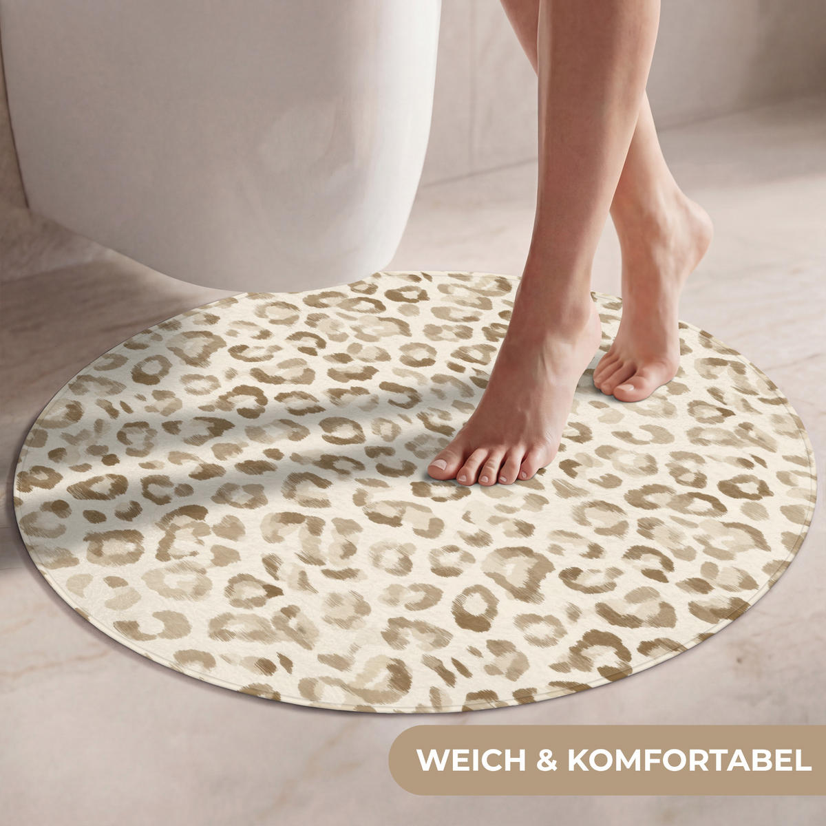WC PŘEDLOŽKA Leopard - Classic - Béžová 70x70 cm - světle hnědá, textil/plast (70/1cm) - OnlyWow