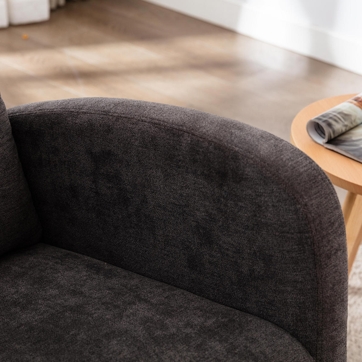 SCHAUKELSTUHL Leinen dunkelgrau - Dunkelgrau, Holz/Textil (69/101/94cm) - Urban Meuble